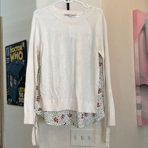 LOFT Cream Knit patterned shirt